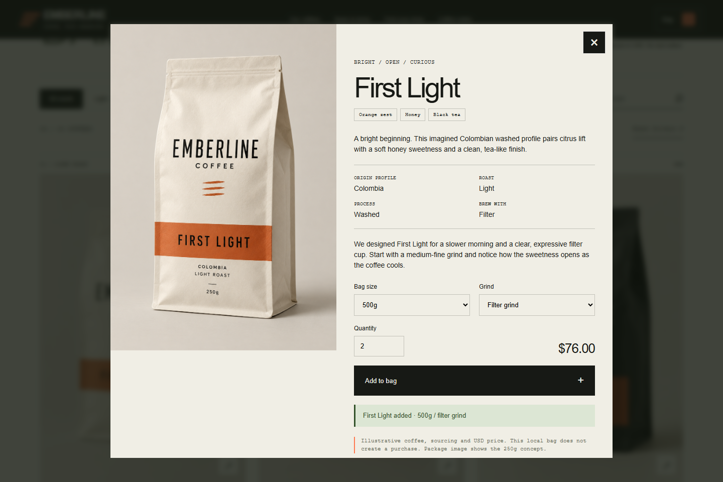 Choose a coffee variant